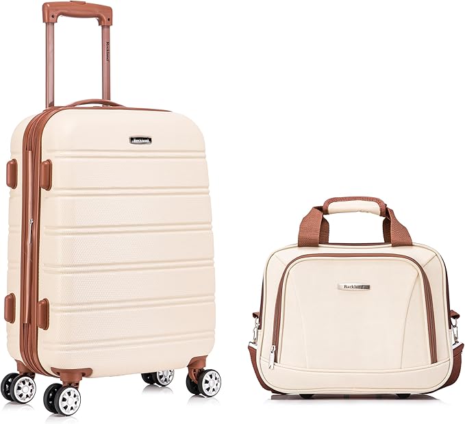 Rockland Melbourne Hardside 2 Piece Expandable Spinner Wheel Luggage Set, Carry-On 20" and Tote 14", White