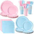 Vyntra 350 Pcs Pink and Blue Disposable Paper Plates and Napkins Set for 50, 9" Dinner Plates & 7" Dessert Plates, Tableware for Baby Shower, Gender Reveal, Birthday, Party