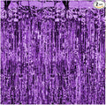 Pack of 2 Purple Foil Fringe Curtains – Purple Tinsel Backdrop for Photo Booth, Birthday, Wedding, Baby Shower, Bachelorette, Christmas & Holiday Party Decorations