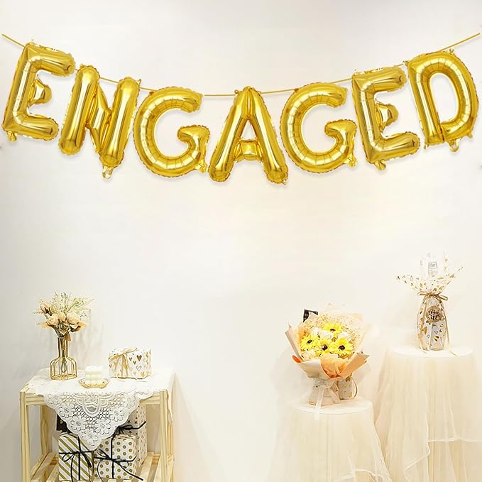 2 Set 14Pcs Gold Engaged Letter Balloons 16in Balloon Foil Letter Decorations Party Decor Gold Letter Balloons Engaged Party Supplies