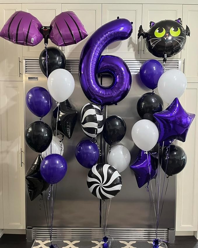 Purple 6 Balloon, Number Balloon 40 Inch, Purple Party Supplies 6th Balloons for Birthday, 6 Birthday Balloon, Number 6 Balloon