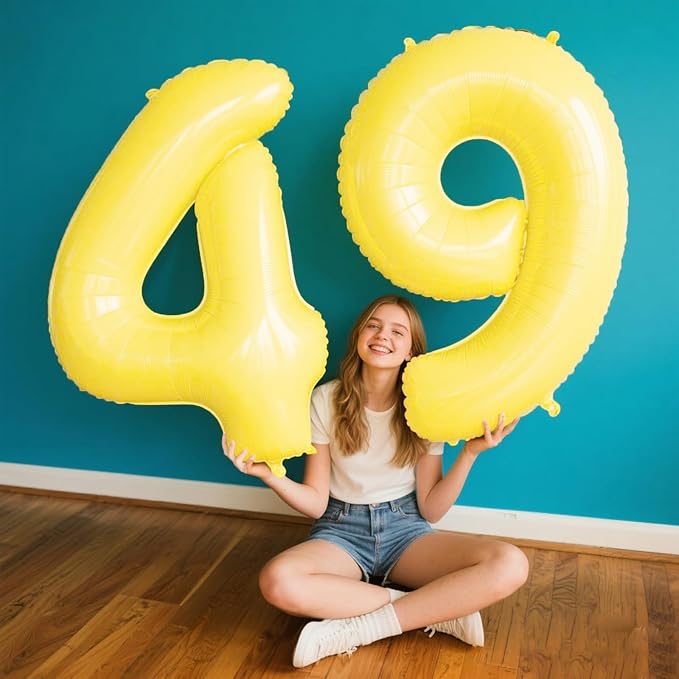 40 Inch Macaron Yellow Balloon Number 9,Jumbo Mylar Foil Helium Balloon for 9 19th 29th 39th 90th 99th Digital Balloons for Birthday Party,Wedding Anniversary Party Decorations