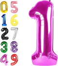 One Balloons for 1st Birthday, 40 Inch Rose Purple Balloons for Birthdays Party Decoration, Big Number Ballon for 1, 10, 11, 12, 13, 21, 100 Celebration, Birthday, Baby Shower, Anniversary Decor