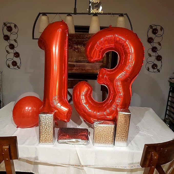 40 Inch Red Number 9 Balloon Large Red Foil Balloon Red 9 Balloons Mylar Helium Balloon for 9th Birthday Party Decorations Girls Boys Baby Shower Wedding Anniversary Decoration