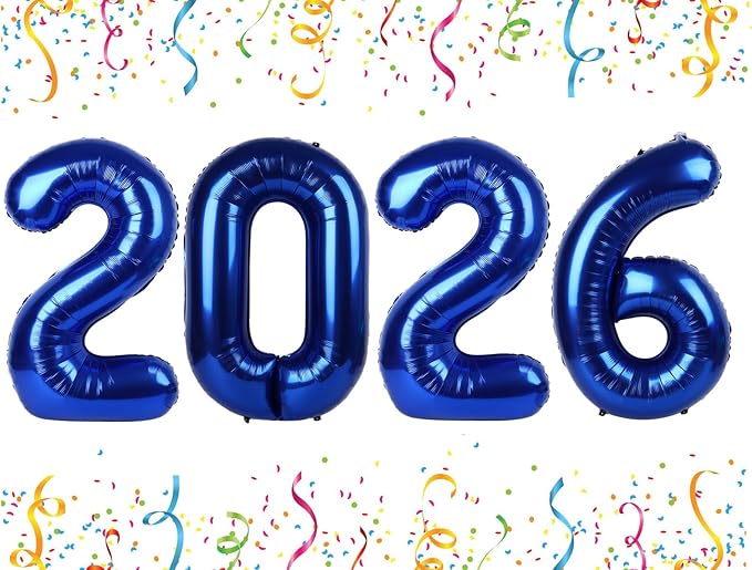 Number 2026 Balloons, 40 Inch Number Balloons, New Years Decorations, 2026 Navy Blue Balloon for Graduation Happy New Year and 2 6 20 26 Birthday Parties