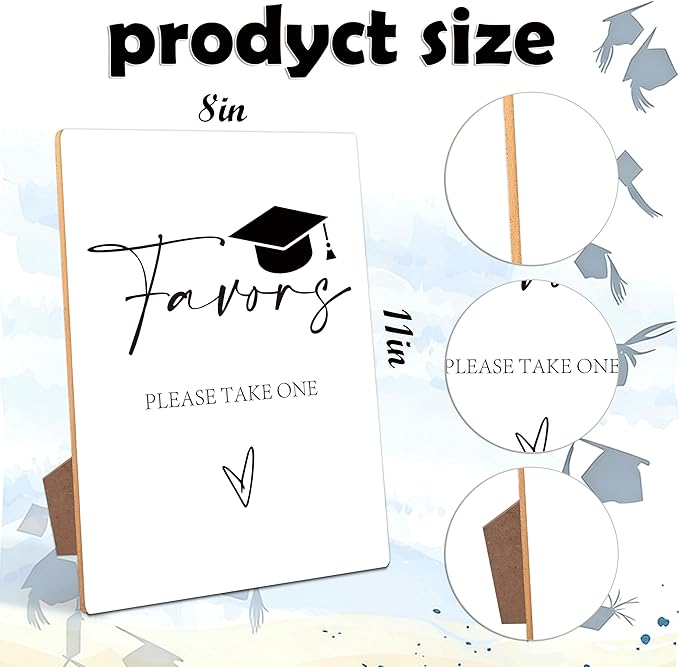 Graduation Favors Bar Sign - Congrats Grad Party Decorations Favors Supplies, Graduation Centerpieces for Tables 2026, 8×11 Wooden Sign with Stand