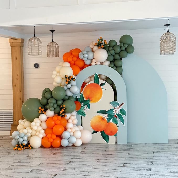 Blue and Orange Balloons Arch Kit, Orange Retro Sea Blue Teal Apricot White Balloon Garland Kit Latex Balloons for Women Men Boho Birthday Party Wedding Baby Bridal Shower Graduation Party Decorations