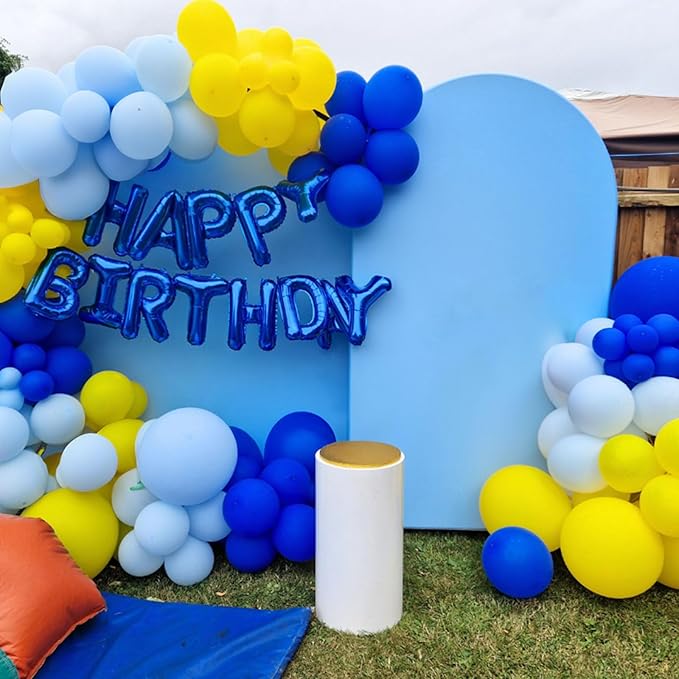 Royal Blue White Yellow Balloon Arch Kit - 105 PCS Balloon Garland Kit with Yellow and Blue Latex Party Balloons for Baby Shower, Anniversary, Birthday, Wedding, Graduation Parties