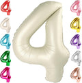 40 Inch Large Numbers Balloon, 4 Cream White Ballon for 4th 14 40 44 Birthday Party, Balloon 4 Number for Graduations Wedding Supplies