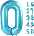 40 Inch Giant Number 0 Balloon Light Blue Foil Balloons for 10th 20th 30th 40th 50th 60th Birthday Decorations, Baby Shower Party Supplies 100 Anniversary Events Decorations