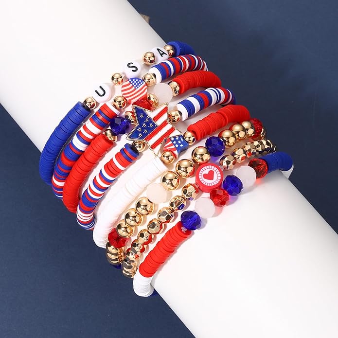 Surfer Heishi Bracelets for Women Stackable Rainbow Vinyl Disc Clay Beaded Stretch Bracelets Elastic Layering Friendship Bracelets Boho Summer Beach Jewelry