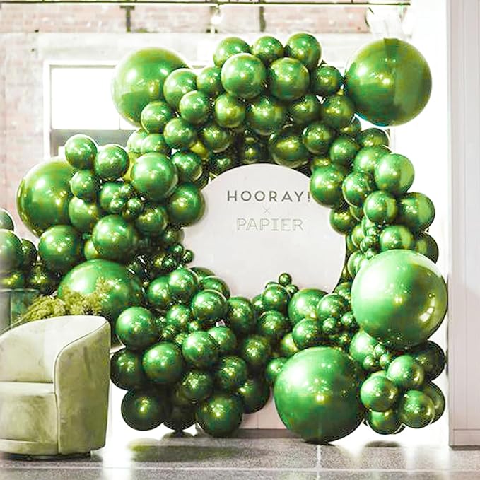 PartyWoo Metallic Green Balloons 50pcs 12 Inch Metallic Apple Green Latex Helium Balloons for Graduation Spring Forest Summer Wedding Engagement Baby Shower Birthday Party Decorations Green-G121