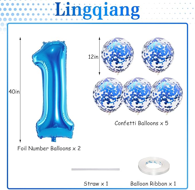 13th Birthday Balloons for Boys, 40 Inch Blue Foil Number 10 Balloons with Confetti Latex Helium Balloons, Blue Birthday Party Balloons Numbers 1 and 3 for Men Girls 13th 31st Anniversary Decorations