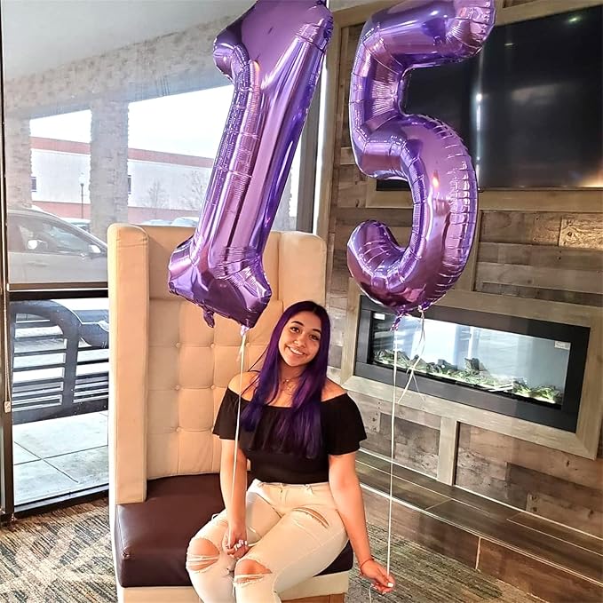 Purple Number 70 Birthday Balloons, 40 Inch Large Purple Mylar Foil Number 7 & 0 Balloons for Women, 70th Birthday Balloons for 70 Year Old Anniversary Birthday Party Decorations Supplies