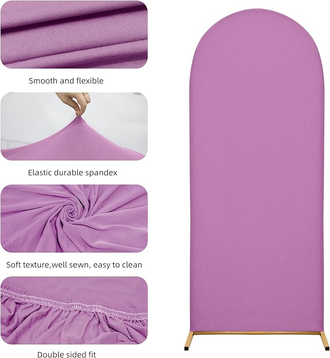 Arch Covers,Arch Backdrop Stand Fitted Cover for Wedding Birthday Party Ceremony Banquet Decoration(6.6FT,Lilac,Cover Only)