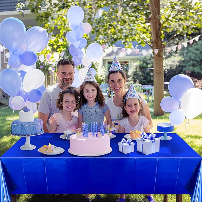 2 pcs Royal Blue Plastic Table Cloth 54" x 72" Iridescence Navy Blue Party Tablecloth Sparkly Table Covers for Graduation 4th of July Princess Birthday Winter Christmas Party Decoration
