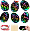 JULMELON 36 PCS Easter Egg Scratch Art for Kids, Rainbow Magic Scratch Paper Easter Crafts for Kids Gifts School Classroom Activities Project Party Favors Basket Fillers