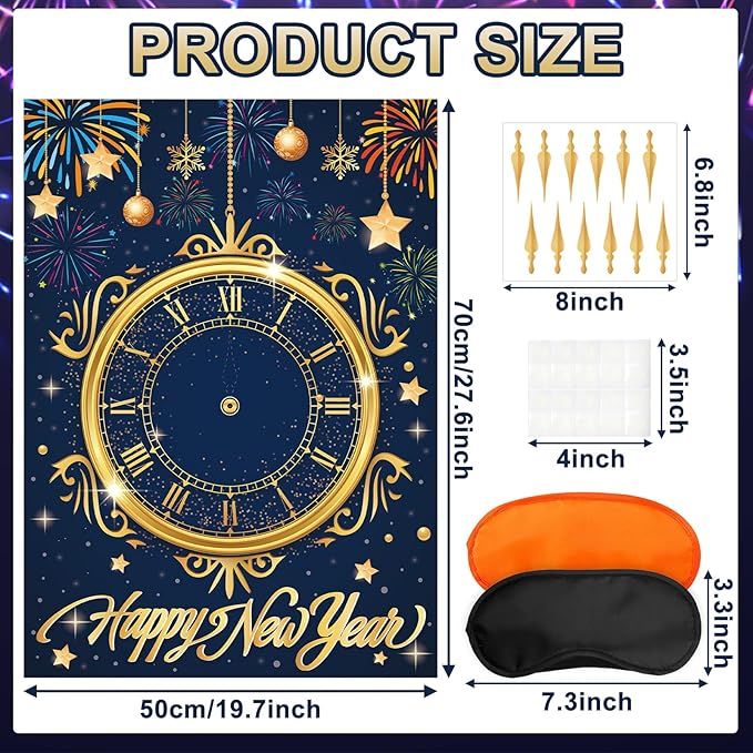 AUGSUN New Years Eve Games 2026 Happy New Year Activities New Years Clock Games 2026 NYE Party Favors Eve Party Supplies Gifts for Kids Girls Boys Adults Family