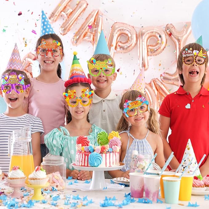 16PCS Happy Birthday Glasses, Birthday Party Paper Eyeglasses Photo Booth Props for Birthdays Party Supplies Decorations