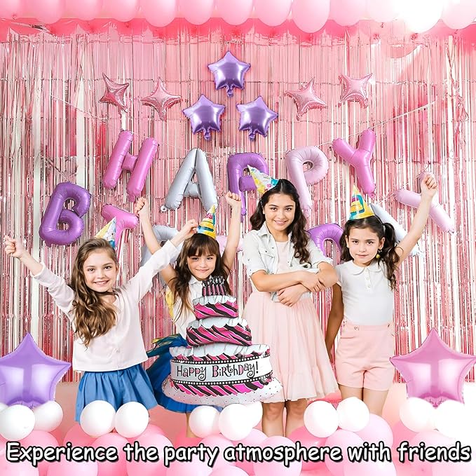 Birthday Banner, 3D Mylar Foil Happy Birthday Balloons, 26pcs Birthday Party Decorations with 8pcs Star Balloons for Kids Girls Women Adults Ecofriendly Party Supplies, Pantone