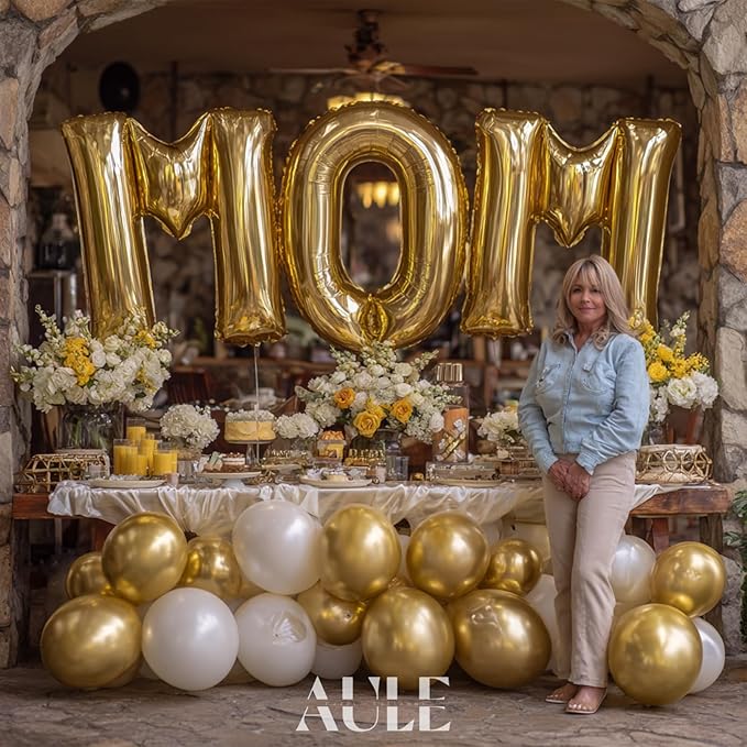 AULE 40 Inch Big Letter Balloon Gold E Large Foil Helium Alphabet Balloons A-Z for Birthday Anniversary Graduation New Year Party Decoration Supplies
