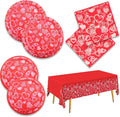 Gatherfun Valentine's Party Supplies Hot Heart Love Disposable Paper Plates Napkins Waterproof plastic Tablecloth for Valentine's , Engagements, Anniversary, Birthday Party Serve 50
