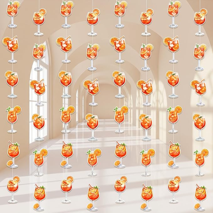 Xinnun Margarita Party Decorations Spritzy Bar Hanging Banners Orange Citrus Retro Cocktail Garlands Tequila Cutout Ribbon Streamers for Cocktail Bachelorette Bridal Shower Engagement Wedding Supplies