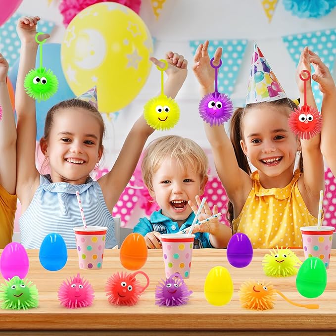 24 Pack Easter Eggs Filled LED Puffer Balls,Light Up Toys Stuffers Stress Relief LED Ball for Boys Girls Kids Teens Easter Egg Hunt Filling Treats Easter Basket Stuffers Easter Party Favor