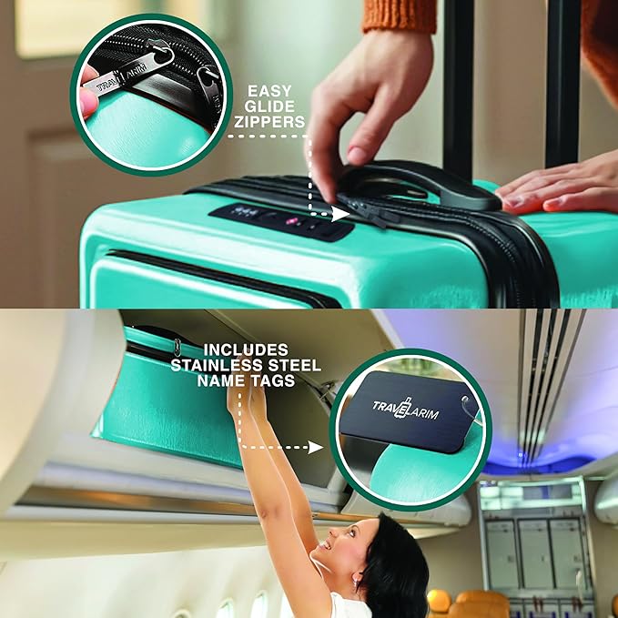 TRAVELARIM Luggage Sets 3 Piece, 20 Inch Carry on Luggage and 24 Inch Suitcases with Wheels Spinner, Durable Hard Shell Suitcase Set, Expandable Travel Suitcase, Teal