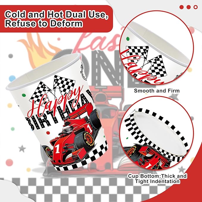 120 Pcs Fast One Birthday Decorations Race Car 1st Birthday Plates and Napkins Tableware Sets Racing Car First Party Decorations for Kids Boys 1 Years Old Party Supplies Serves 20