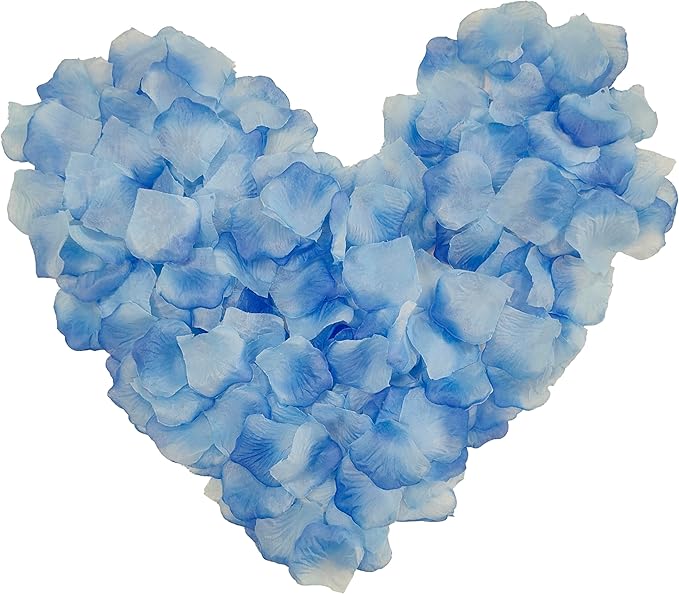 1500 PCS Separated Artificial Gradient Blue Rose Petals for Romantic Night for her Set,Faux Gradient Blue Flower Petals for Flower Girl Weddings Valentine Day Party Romantic Decoration(Ready-to-use)