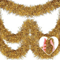 25 Feet Christmas Tinsel Garland, Metallic Twist Garland Wall Hanging Tinsel Garland Backdrop for Parade Floats, Carnival, Birthday, Wedding, New Year Party Decorations (Champagne Gold, 4in x 25ft)