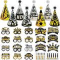 New Years Eve Party Supplies 2026, 42pcs Happy New Year Party Favors Set- New Years Paper Hats, 2026 New Year Headband, Eyeglasses, Blowouts for New Year's Eve Party