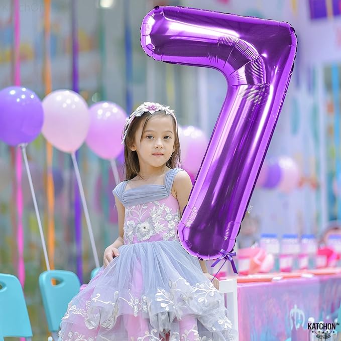 KatchOn Giant Purple Number 7 Balloon - 40 Inch | 7th Birthday Balloon for 7th Birthday Decorations