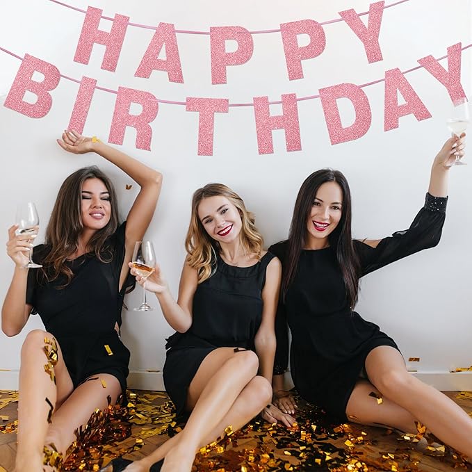131 PCS Custom Banner Glitter DIY Letter Banners Personalized Banner for Birthday Congratulations Wedding Party Rose Golden Glitter 5-inch