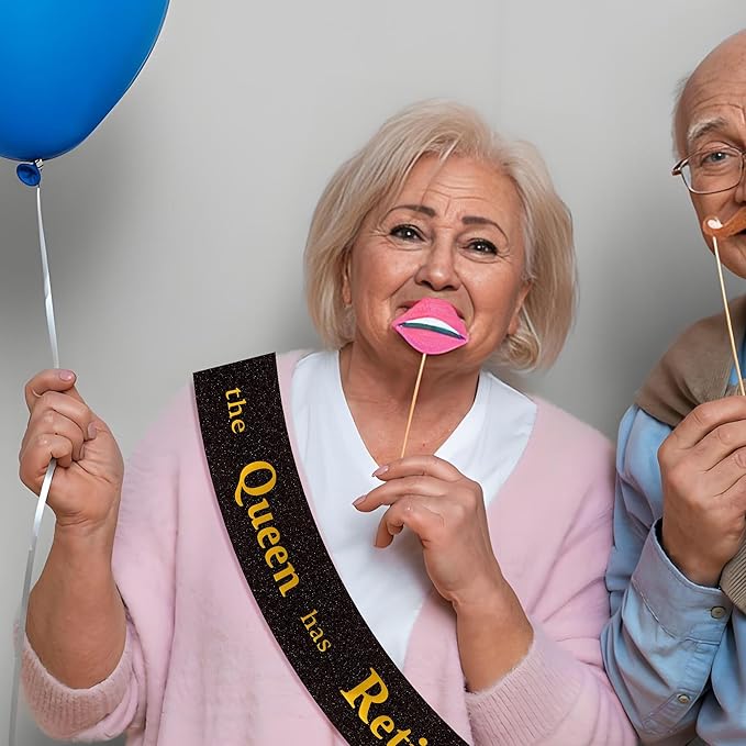 Retirement Party Decorations Gifts For Women Retirement Sash The Queen Has Retired Sash Party Favors Supplies Black Glitter