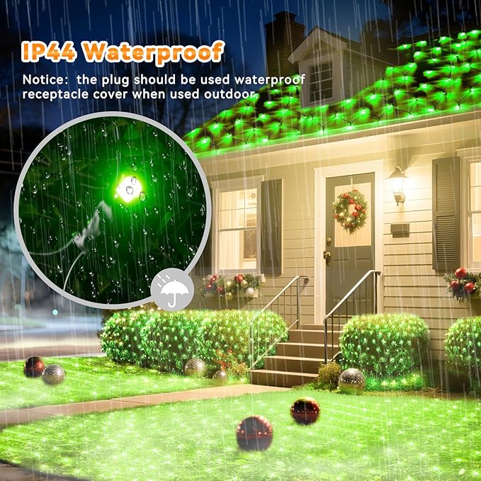 LitHome 14.8FT x 5FT Christmas Net Lights Outdoor Mesh Lights,300 LED St Patrick’s Day Net Light for Bushes Connectable,8 Modes Green Giant Mesh Light Waterproof for Christmas Garden Party Roof Decor