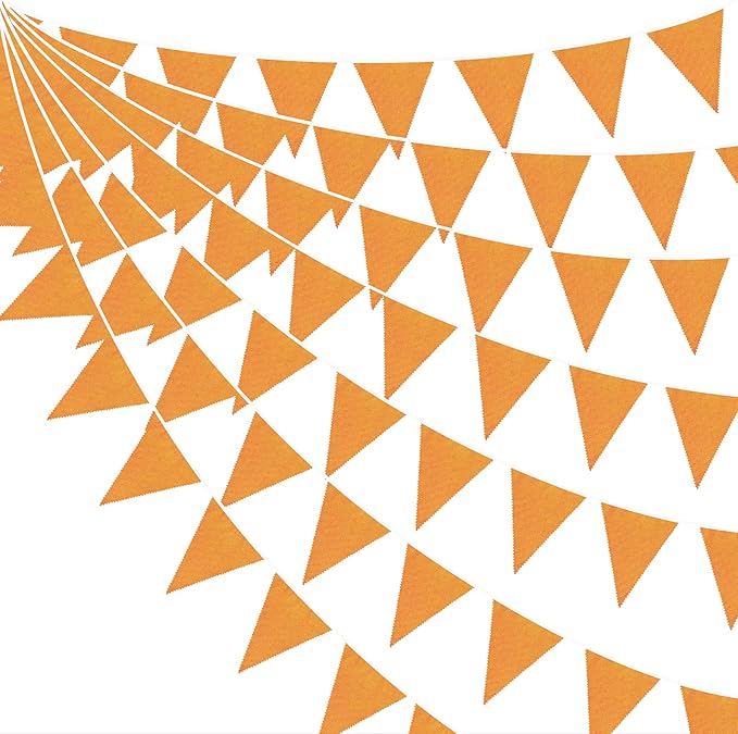 46Ft Orange Party Decorations Orange Burlap Banner Triangle Pennant Flag Linen Garland Streamers for Vintage Little Cutie Birthday Rustic Groovy Baby Shower Fall Graduation Party Decorations