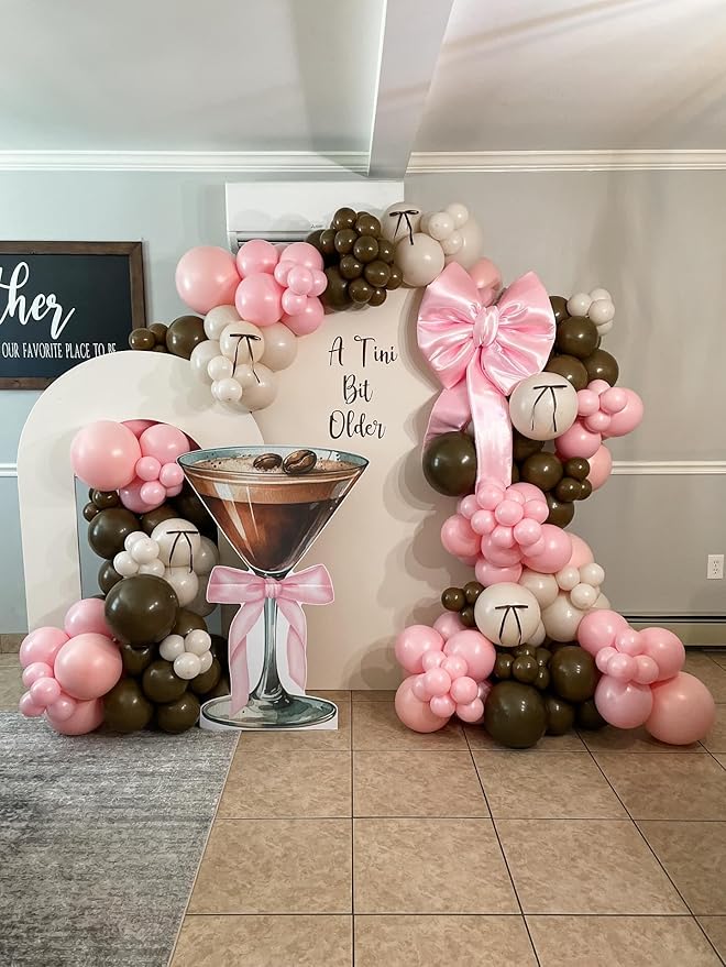 Espresso Martini Birthday Party Decorations, 134PCS A Tini Bit Older Balloons Garland Arch Kit with Giant Foil Espresso Martini Balloons for Bachelorette Bridal Shower Wedding Party Supplies