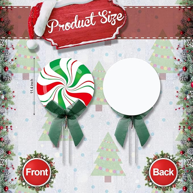15 Pcs Christmas Outdoor Yard Signs Candy Decorations Outdoor Christmas Decorations Xmas Yard Lollipop Candy Hanging Ornaments Stakes Holiday Garden Sign Cardboard for Party Porch Lawn Walkway Decor