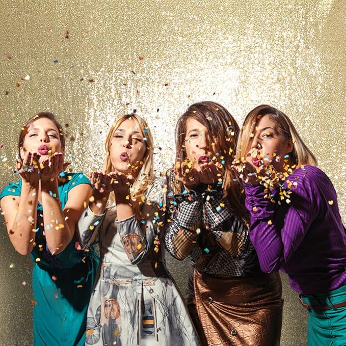 Juya Delight 10ft x 10ft New Gold Sequin Photography Backdrop Curtain for Party Banquet Festival Wedding Anniversary Exhibition