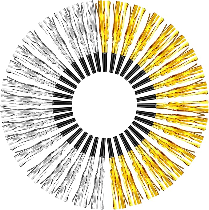 New Years Eve Party Supplies 2026-36 PCS Bulk Noise Makers, 18 Gold & 18 Silver Glitter Party Blowers for Adults, Large Pack New Year Eve Birthday Christmas Noisemakers Horns