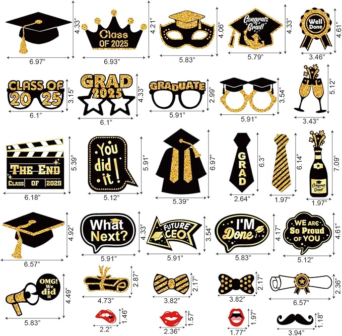30 Pcs Graduation Photo Booth Props 2026,Grad Party Supplies for College, Graduation Deco Class Favors Supplies, Party Decorations Set Picture Props