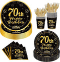 144PCS 70th Birthday Plates and Napkins Birthday Party Supplies 70th Birthday Party Decorations for Men Women Disposable Party Tableware Including Paper Plates Napkins Cups Forks Serve 24