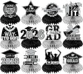 12pcs Graduation Table Decorations,Black Silver Graduation Decorations 2026 Graduation Centerpieces for Tables,Class of 2026 Centerpieces Honeycomb for Congrats Grad Table Decor(Black)