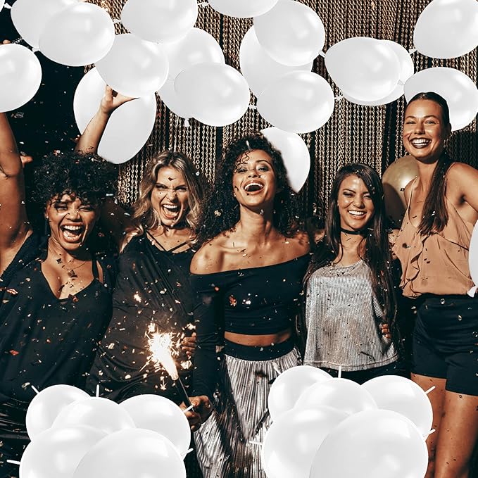 Link Balloons 12 Inch - 100 Pcs Quick Link Balloon Latex Linking Balloons Connected Linkable Balloon Birthday Wedding Party Decorations(White)