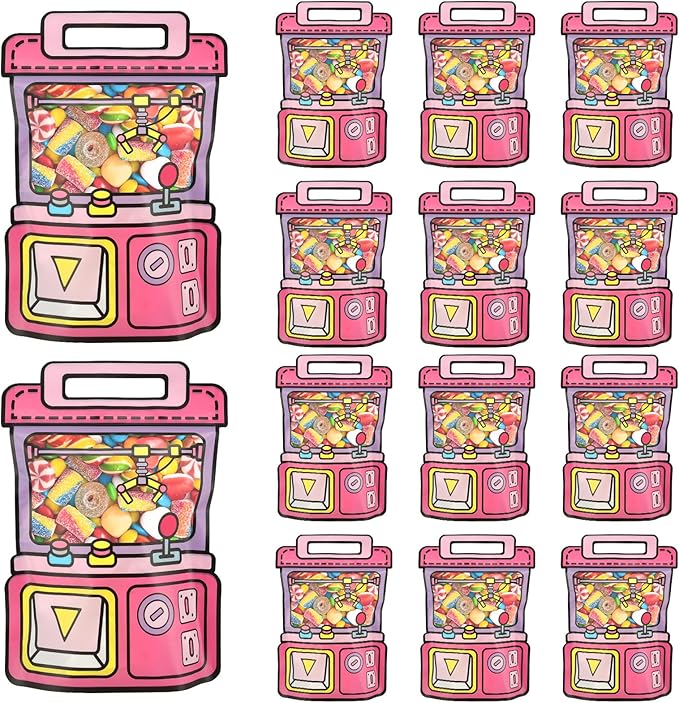 EONSUI 30PCS Plastic Claw Machine Shaped Goodies Bags with Handles for Kids Birthday, Back to School Supplies, Baby Shower, Party, Wedding, Reusable Bulk Gift Wrapper for Candy, Snacks, Chocolate