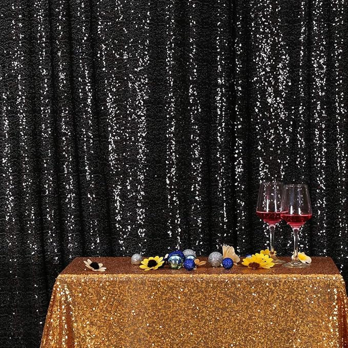 Juya Delight 10ft x 10ft Black Sequin Photography Backdrop Curtain for Party Banquet Festival Wedding Anniversary Exhibition