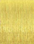 2 Pcs 3.2ft x 8.2ft Shiny Gold Metallic Tinsel Foil Fringe Curtains Photo Booth Backdrop for Birthday Wedding Holiday Celebration Bachelorette Party Decorations