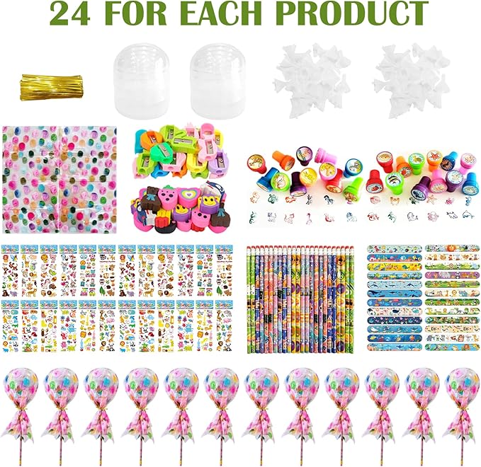 Rpefq Party Favors for Kids, 24 Pack Giant Lollipop-Shaped Stationery Set Return Gifts for Birthday Party,Fun Birthday Goodie Bags Easter Day Gifts for Kids Classroom Easter Students Gift